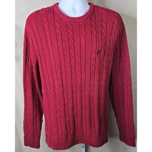 Chaps Cable Knit Sweater Men’s XL Red Fisherman Chunky Preppy Y2K 90s Vintage